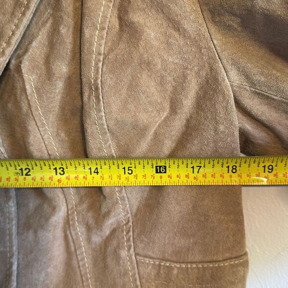 Vtg Wilsons Leather Women's Tan Brown Suede Blazer jacket size large cute 90s - Picture 5 of 10